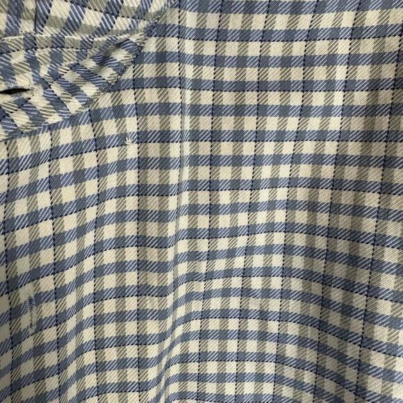 Hickey Freeman Mens Blue & Gray Checked Button Down Business Shirt Italy Large - Picture 9 of 12